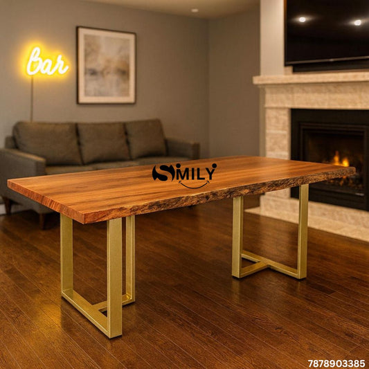 Smily Cart Solid Wood Dining Table with Iron Legs