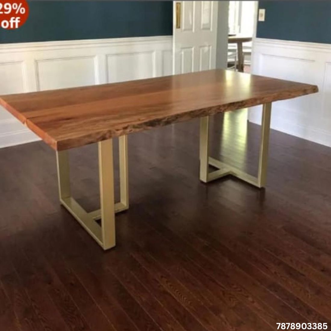 Smily Cart Solid Wood Dining Table with Iron Legs
