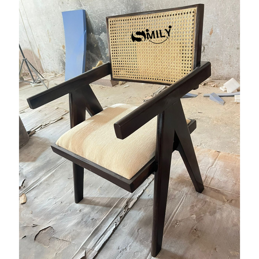 Sheesham Wood Rattan Chair with Cushion -