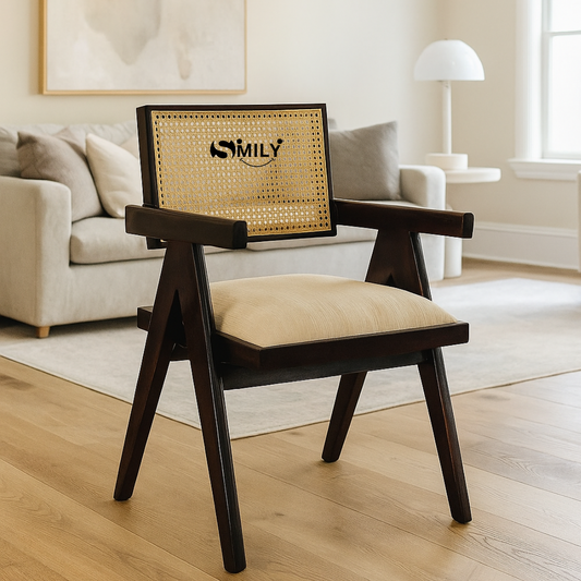 Sheesham Wood Rattan Chair with Cushion -