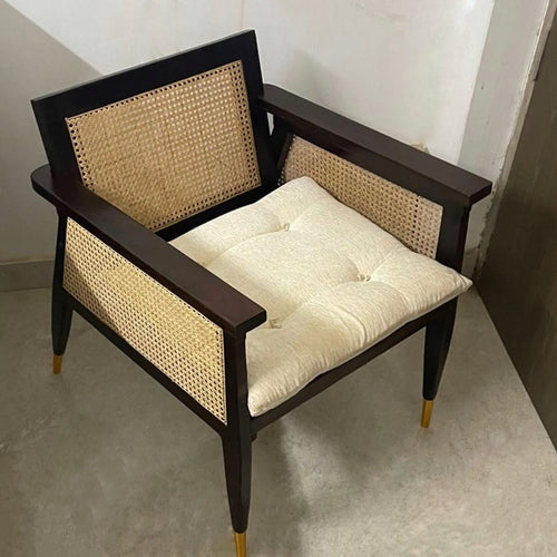 Smily Cart Sheesham Wood Rattan Chair