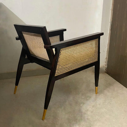 Smily Cart Sheesham Wood Rattan Chair