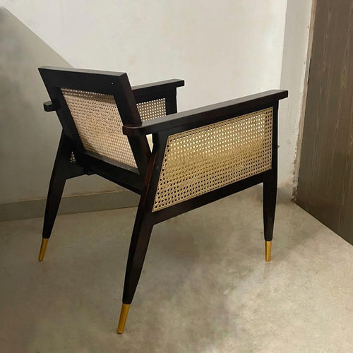 Smily Cart Sheesham Wood Rattan Chair