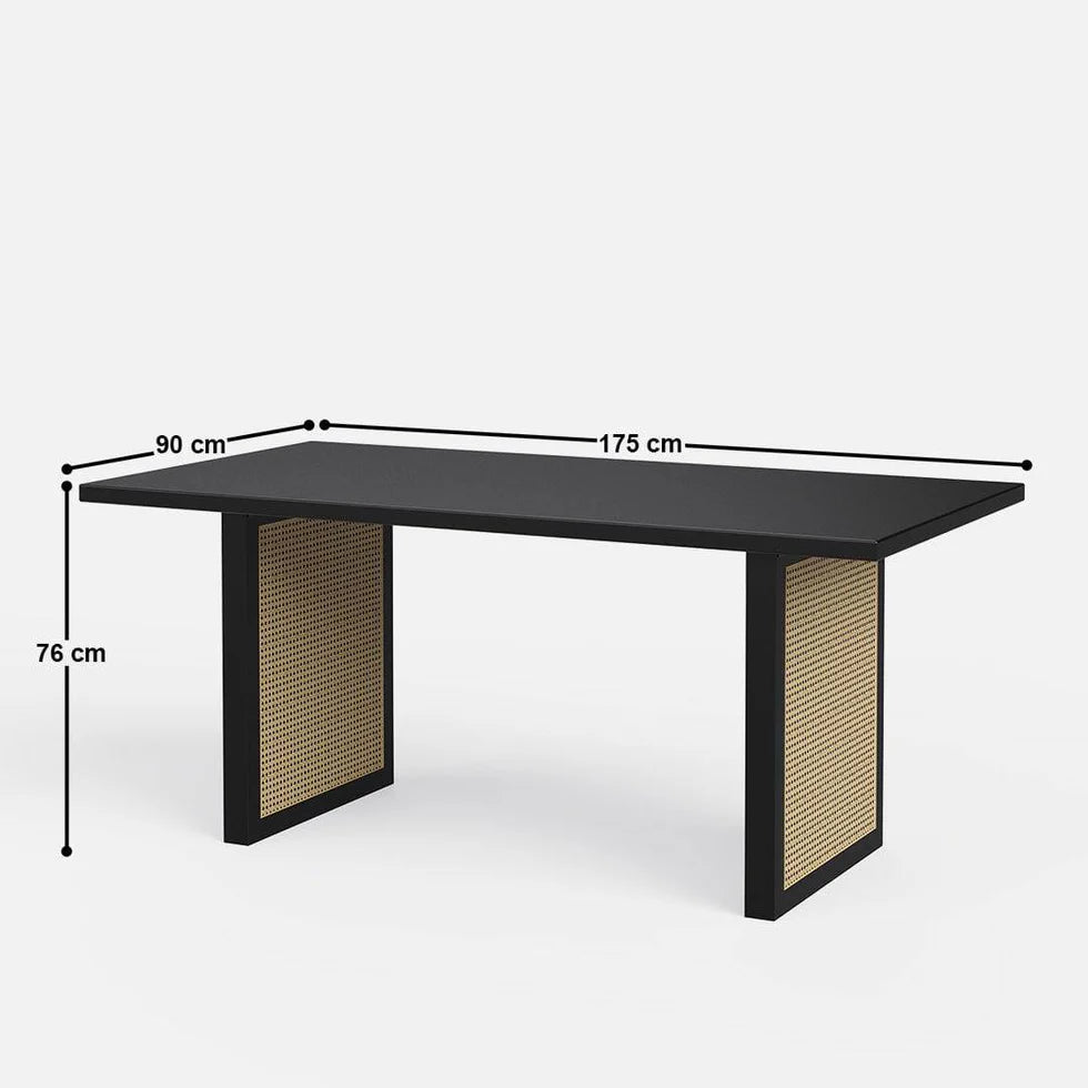 Black Luxury Dining Table Set with Flora Cane Chair - 6 Seater