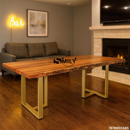 Smily Cart Solid Wood Dining Table with Iron Legs