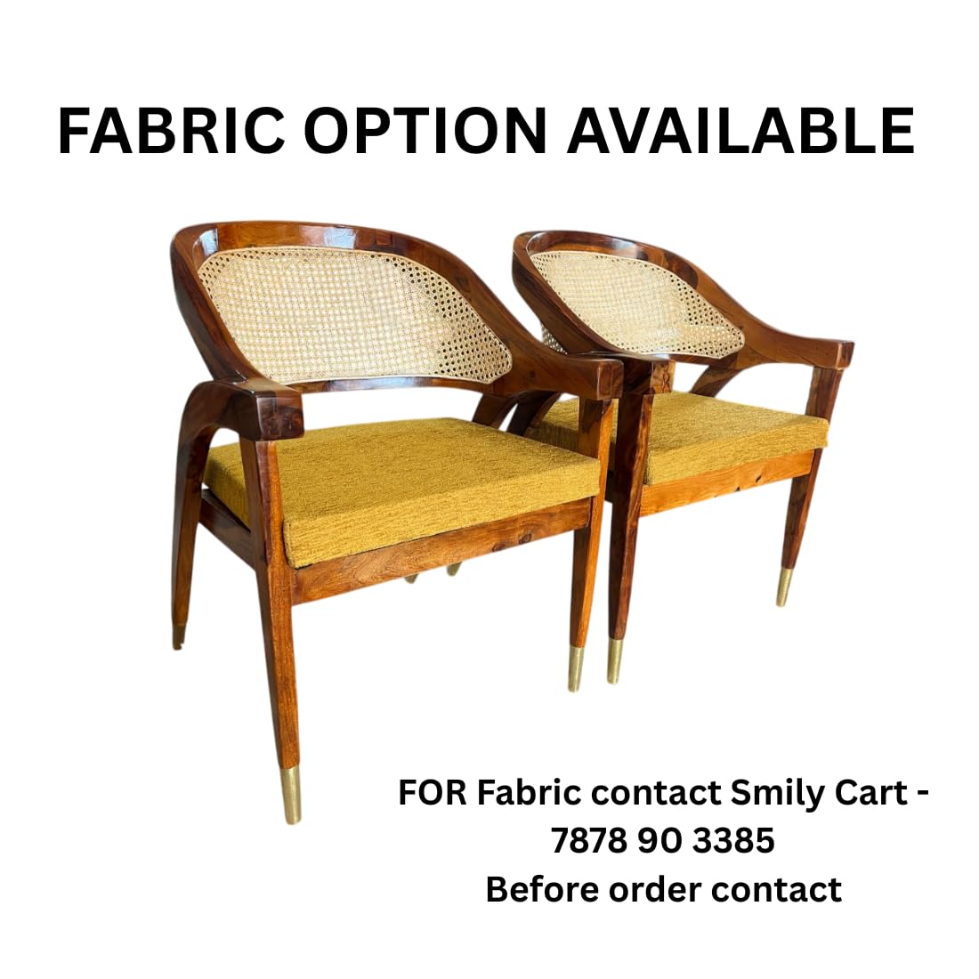 Smily Cart Solid Wooden Chair Rattan Arm Chair for Living Room