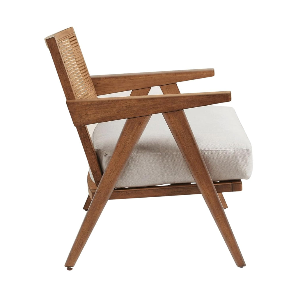 Solid Wooden Rattan Chair with Arms | Multiuse Chair | Single Sofa for Living Room