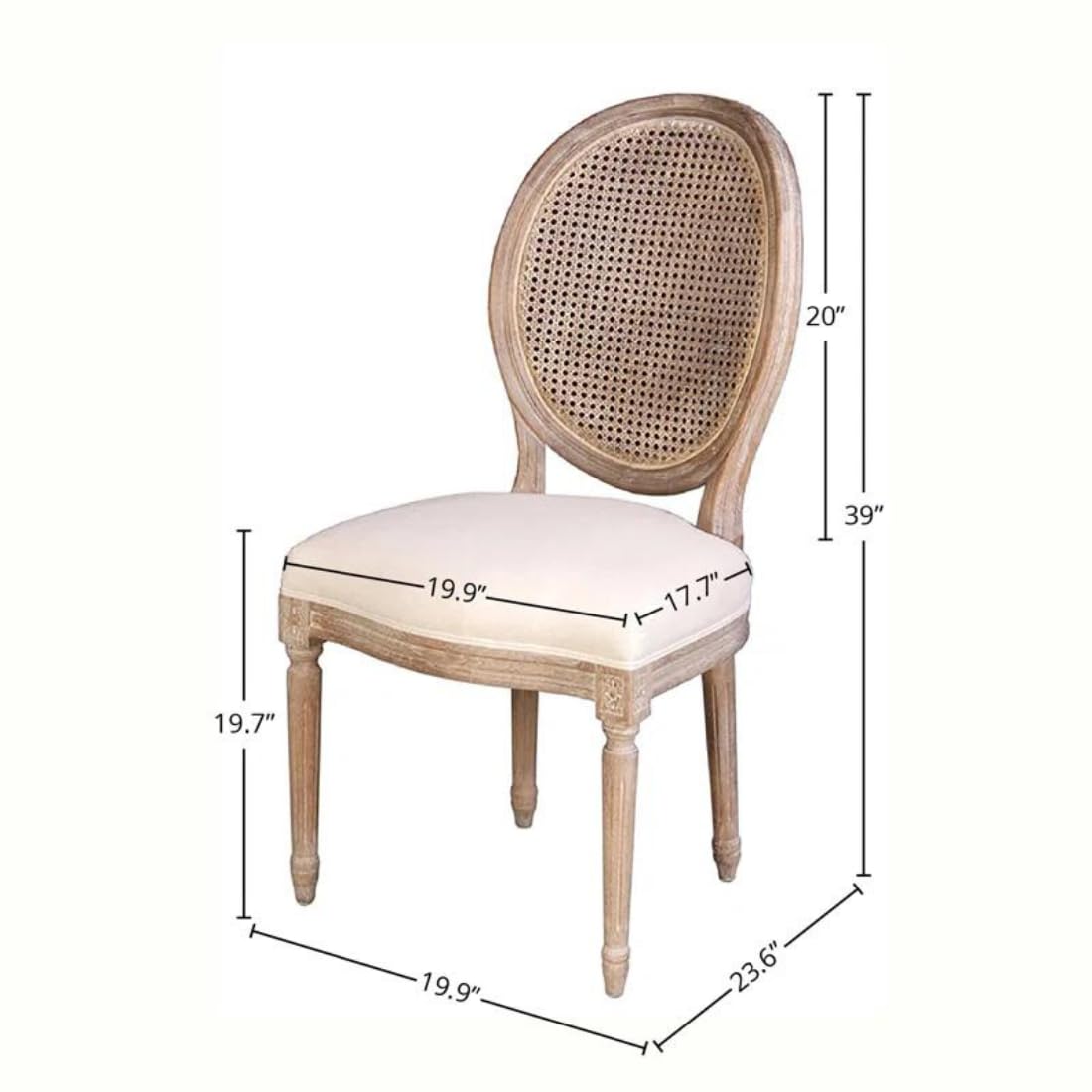 Wooden Dining Room Chairs, French Cane Round, with Round Back - Smily Cart