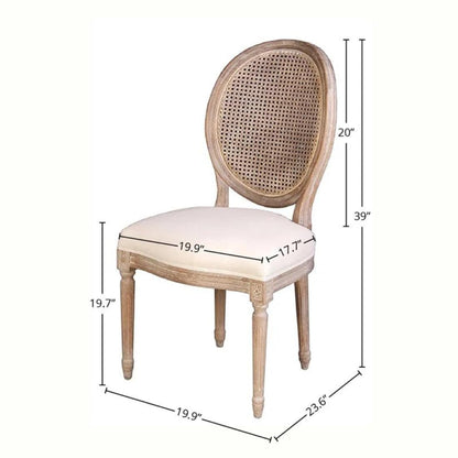 Wooden Dining Room Chairs, French Cane Round, with Round Back - Smily Cart