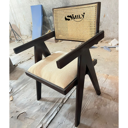 Sheesham Wood Rattan Chair with Cushion -