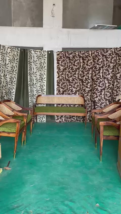 Wooden Rattan Sofa set with Chairs