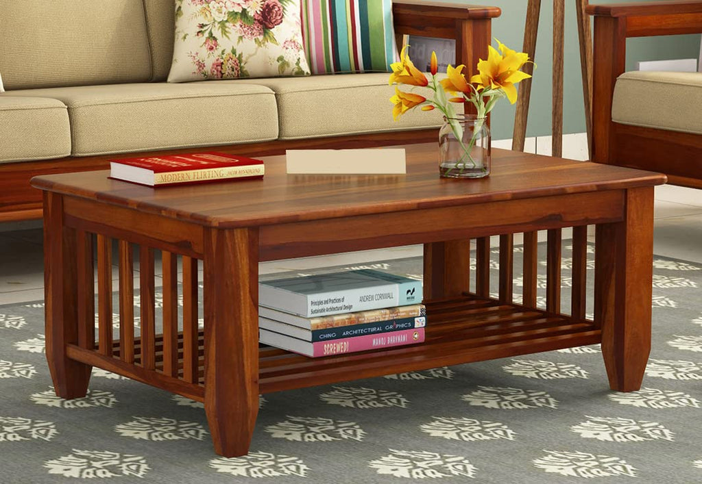 Wooden Center Coffee Table with Storage